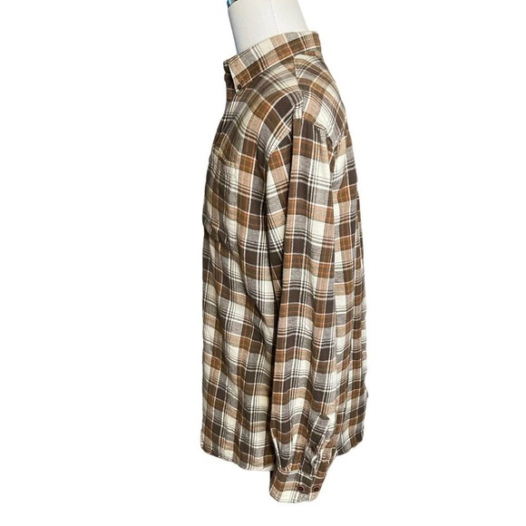 Cabela's Flannel Brown Plaid Mens Large Tall Shirt Long Sleeve Button Down - Picture 5 of 9